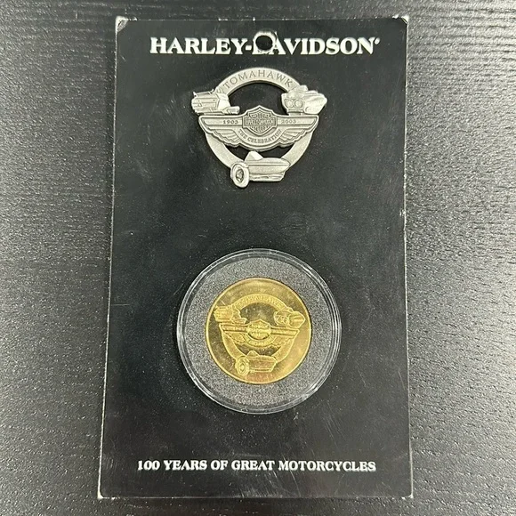 Harley-Davidson 100th Anniversary Vintage Limited Edition Pin and Coin Set